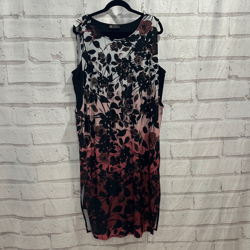 DG2 by Diane Gilman Floral Midi Dress - Black and Pink